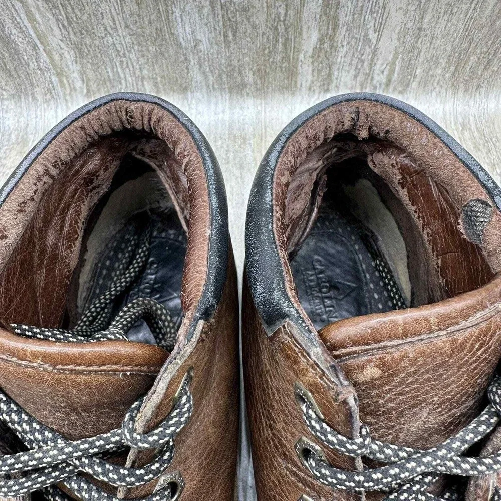 Vintage Carolina Brown Leather Boots Mountain Trail Hiking Vibram Womens 9W